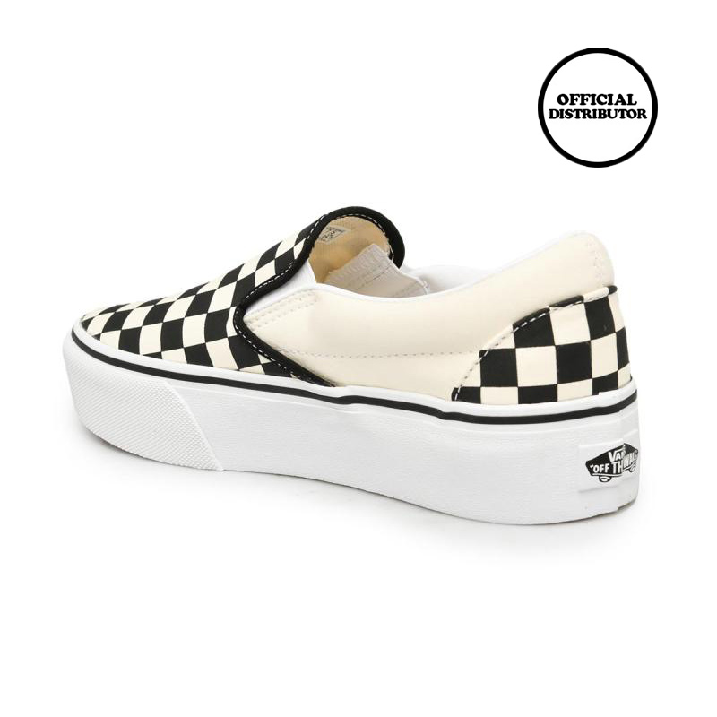 platform vans checkered slip on