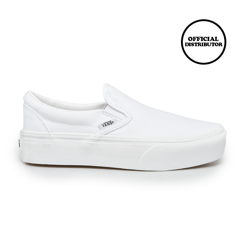 vans white platform slip on