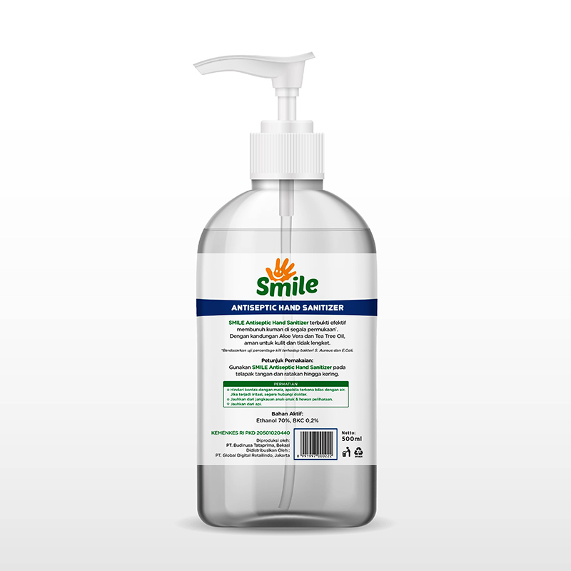 Jual Smile Antiseptic Liquid Hand Sanitizer [500mL/Pump