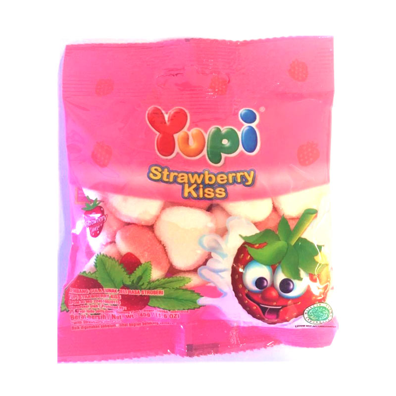 âˆš Yupi Strawberry Kiss Permen Jelly [45 G/ Kemasan Mini