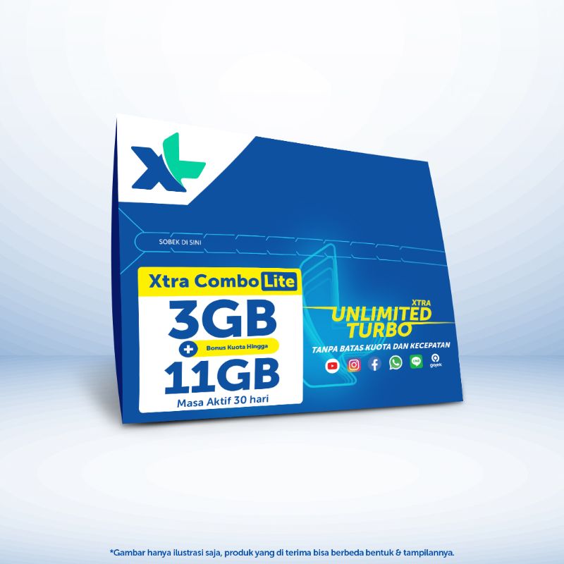 Jual Kartu Perdana XL Xtra Combo Lite Kuota Hingga 3GB + Xtra Unlimited
