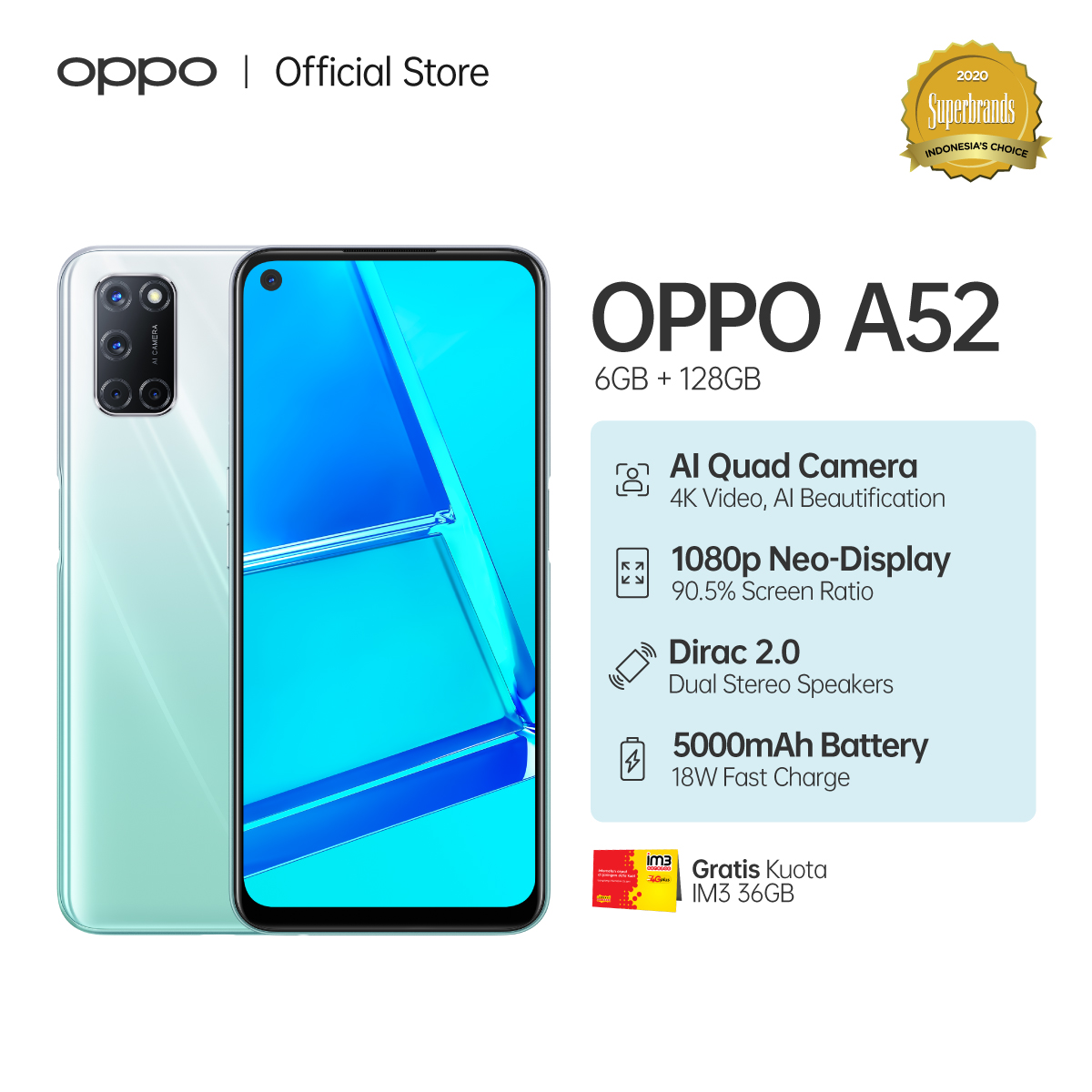 Jual OPPO A52 Smartphone Special Online Edition [128GB