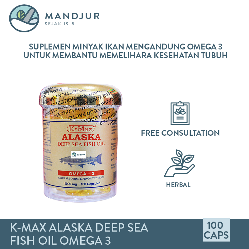 Jual K-Max Alaska Deep Sea Fish Liver Oil Omega 3 Multivitamin [100  Capsule] di Seller Daffamar20 - Kab. Tangerang, Banten | Blibli