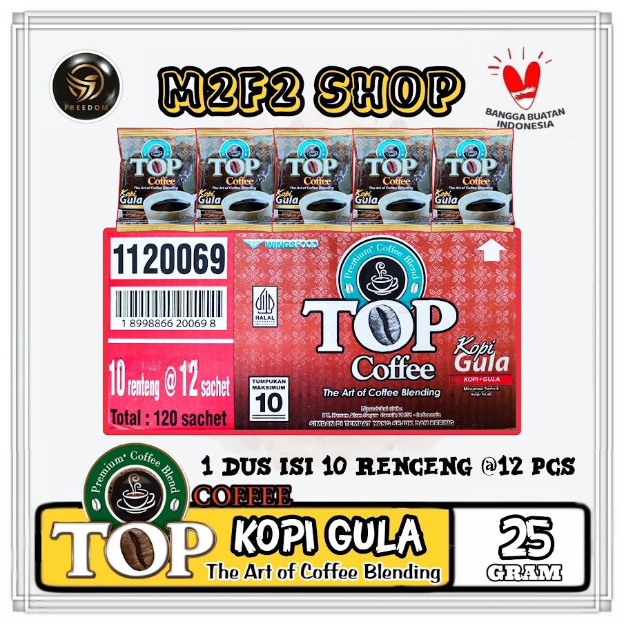 Promo TOP Coffee Blend Kopi Instant Hitam + Gula Sachet 25 gr