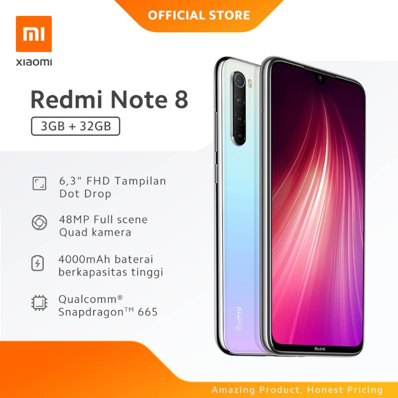 Jual Xiaomi Redmi Note 8 Smartphone [32 GB/ 3 GB/O] Free