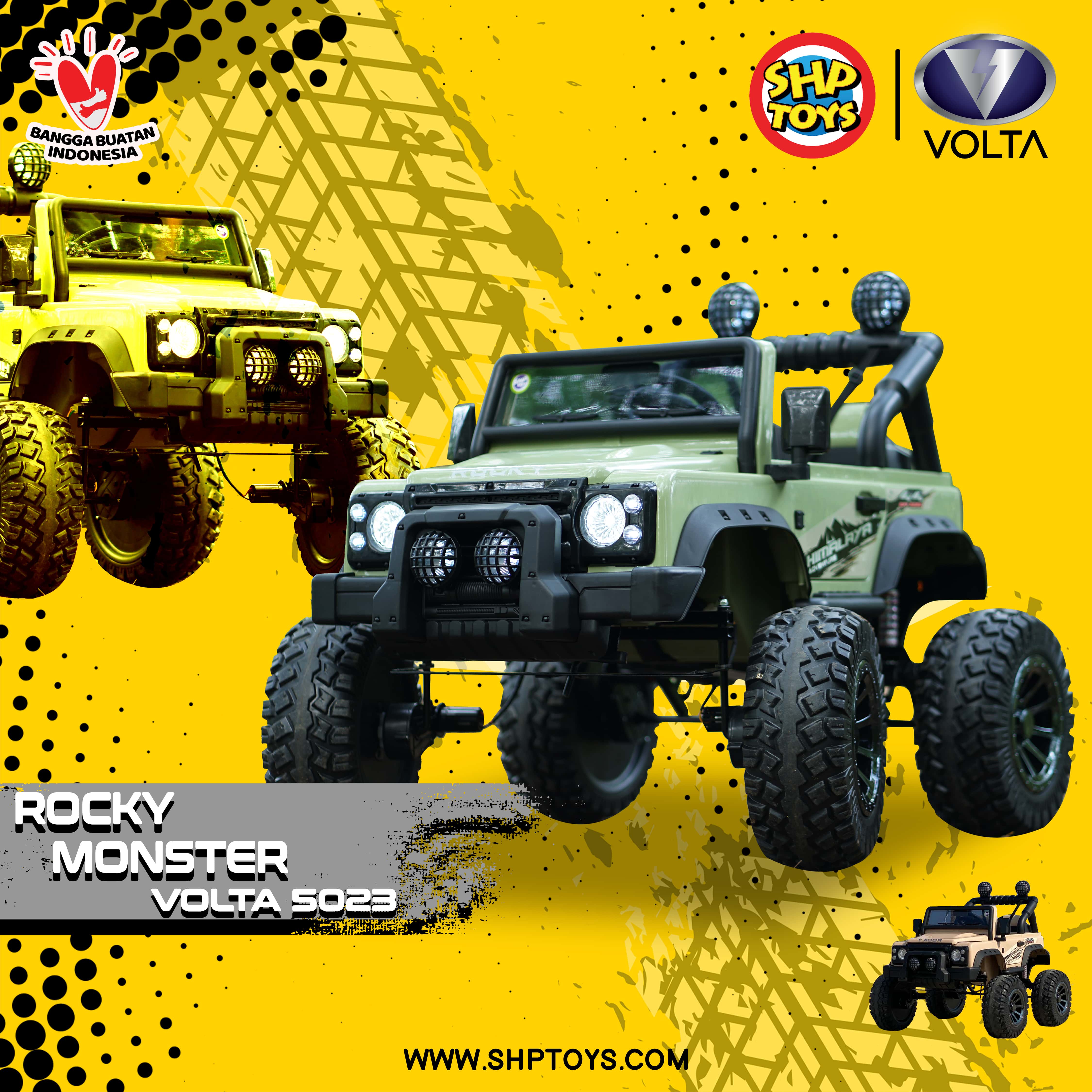 Jual MAINAN ANAK MOBIL AKI VOLTA ROCKY MONSTER HIMALAYA 4X4WD - SNI di