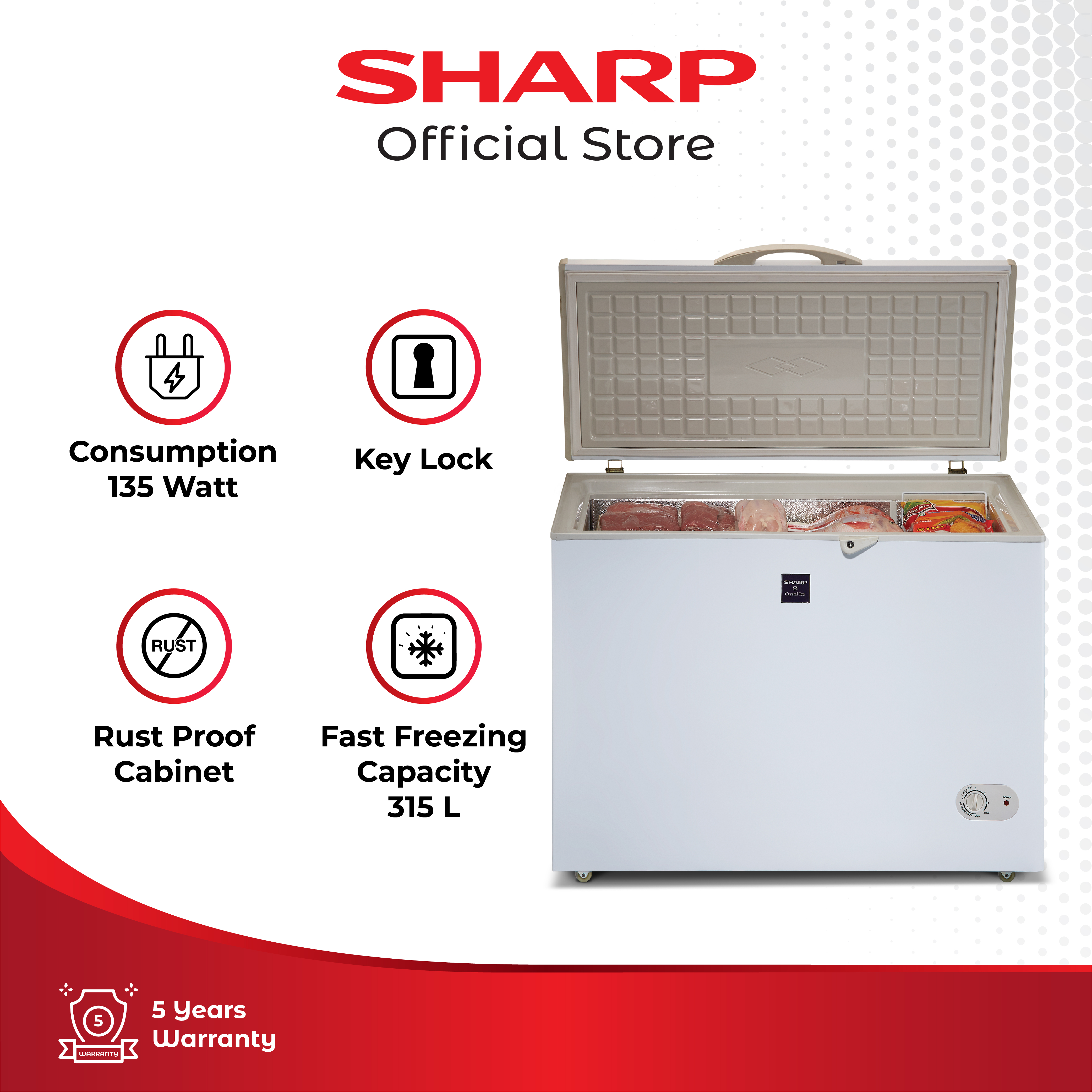 Freezer box top sharp 150 liter