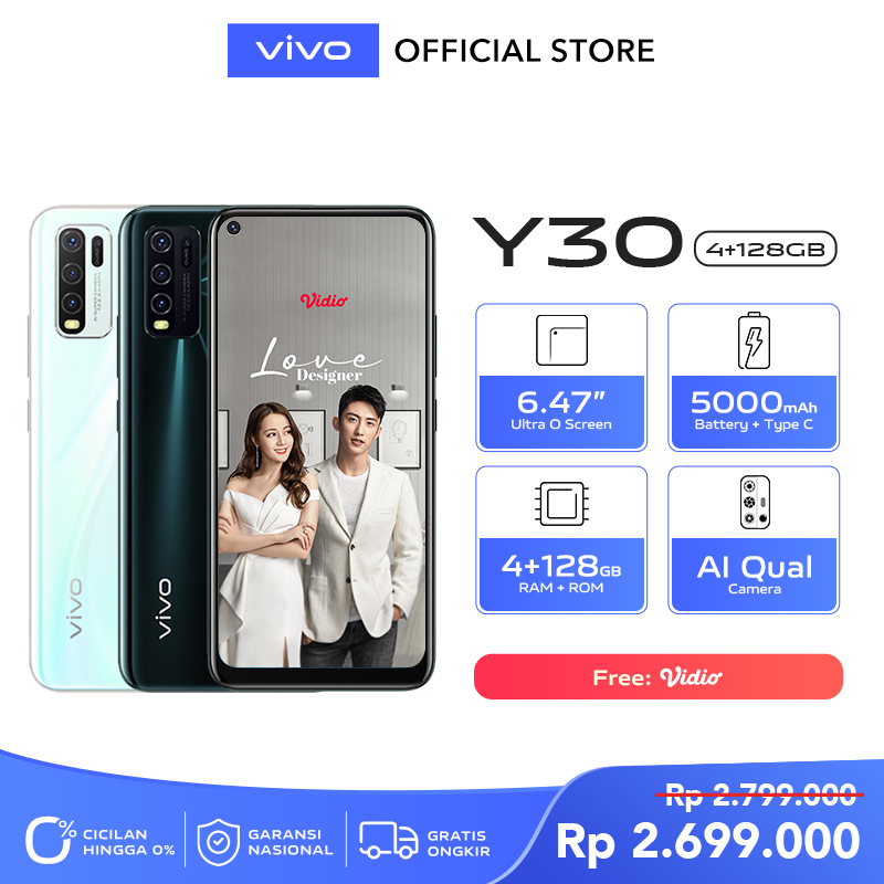 âˆš [cashback 100k] Vivo Y30 4gb/128gb - 6,47 Ultra O Screen, Fast