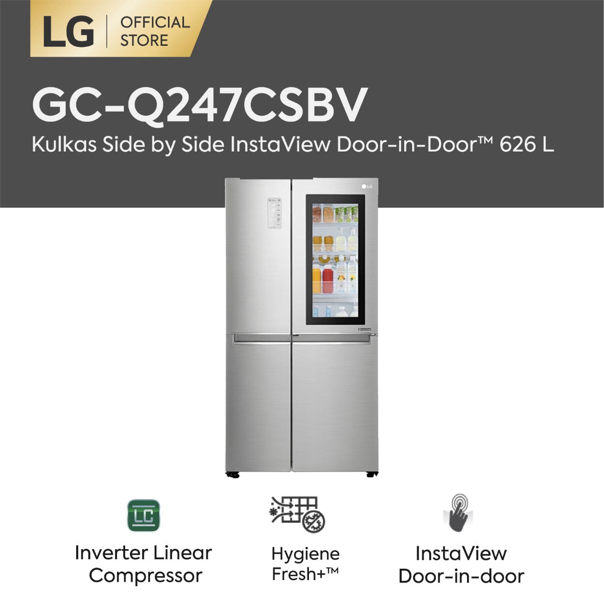 Jual LG GCQ247CSBV Kulkas Side by Side Instaview [687 L/626 L] di