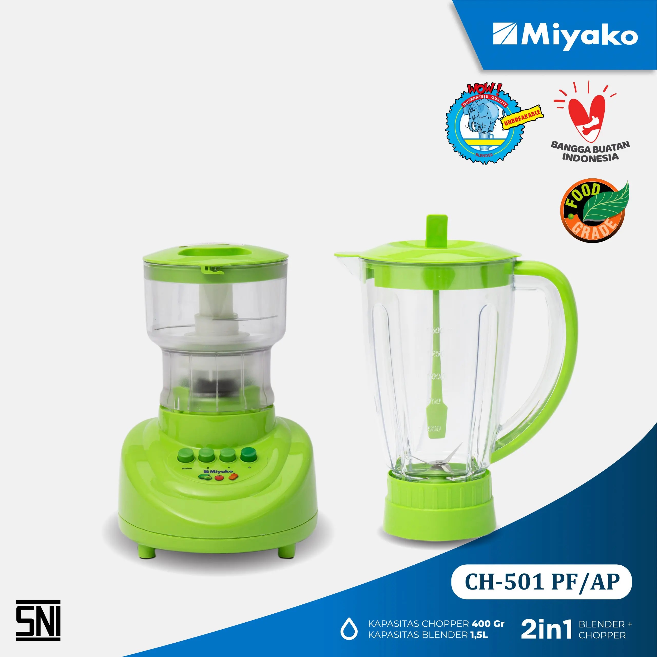 Promo Miyako Ch501 Pf/ap Blender Chopper Plastik Anti Pecah 2in1 [1.5