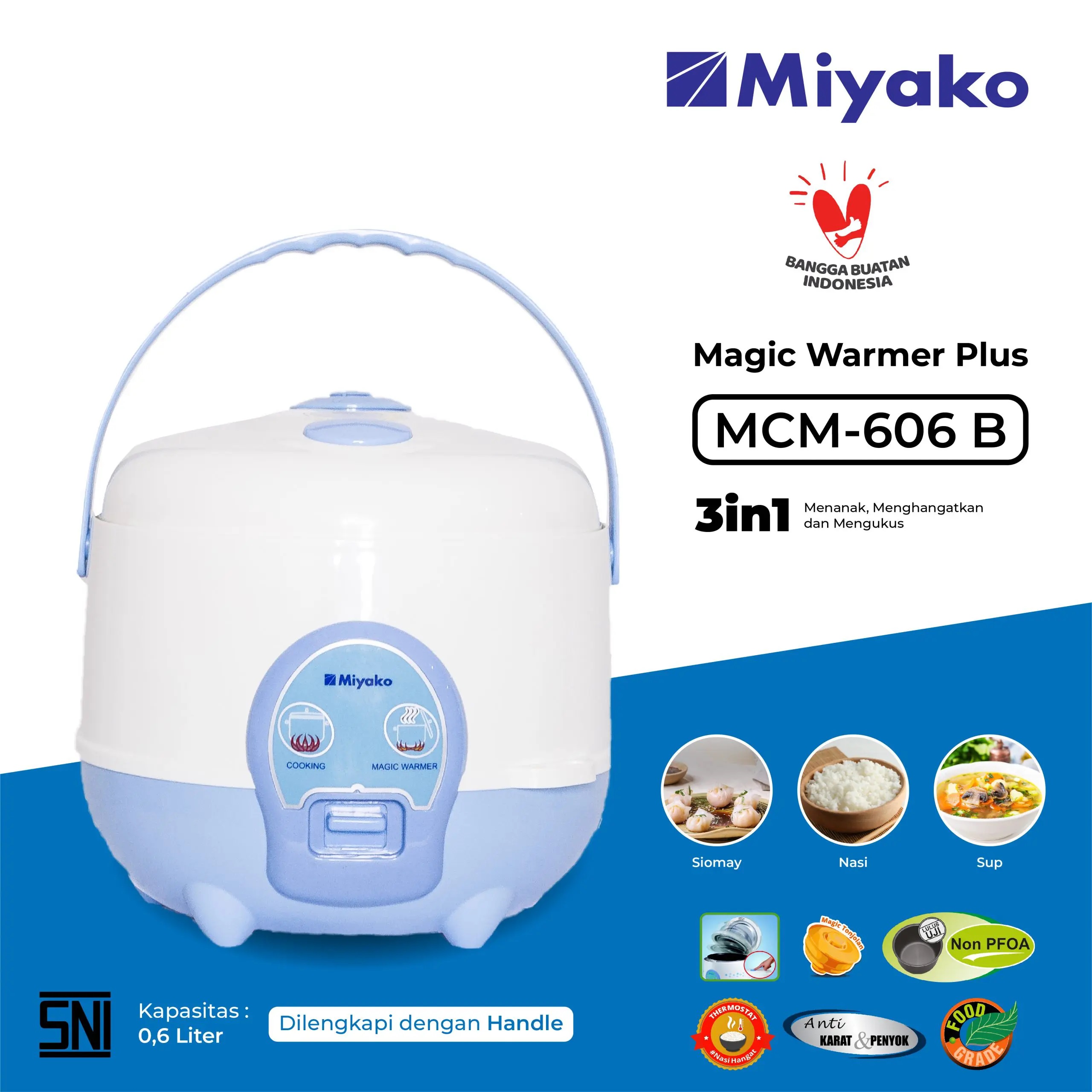 Promo Miyako Mcm-606 B Rice Cooker Mini 3in1 Magic Warmer Plus [0.63 L ...