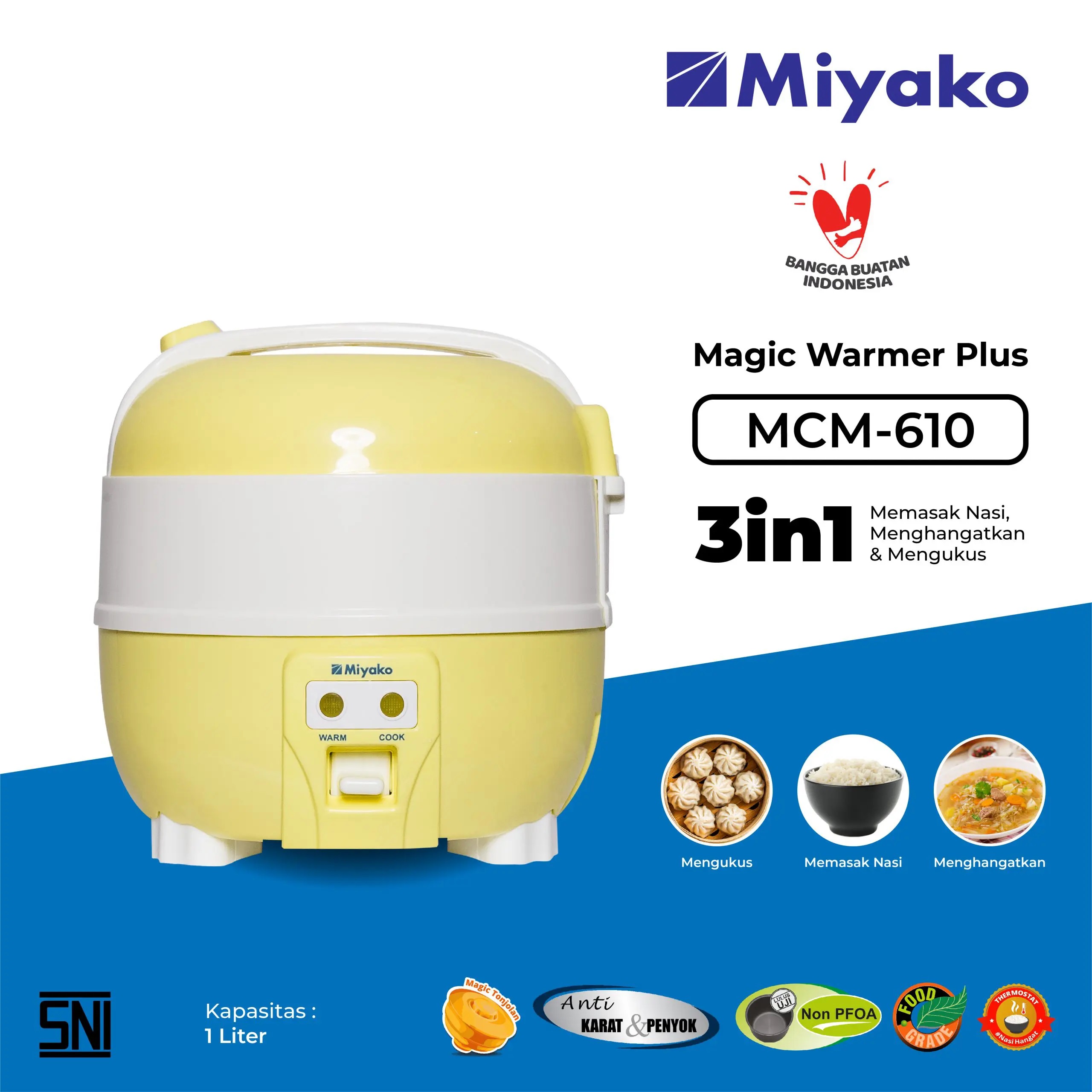 Promo MIYAKO MCM610 Rice Cooker 3in1 Magic Warmer Plus [1 L] Diskon 30