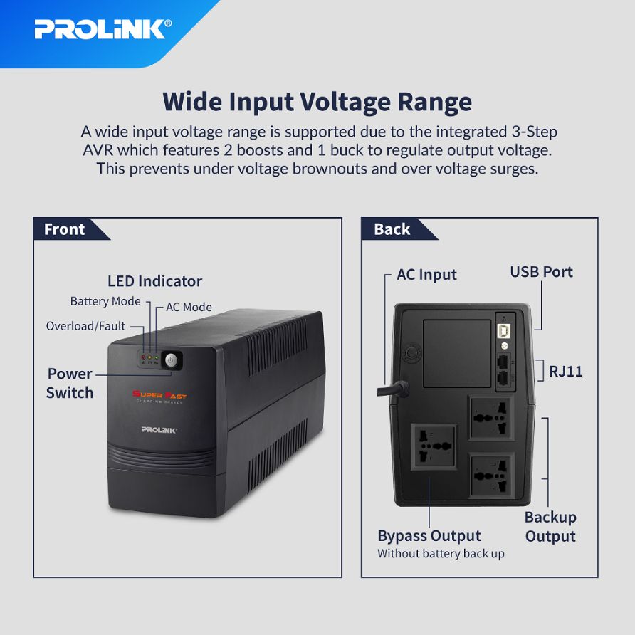 Jual PROLINK UPS Pro1201SFCU 1200VA Online April 2021 | Blibli