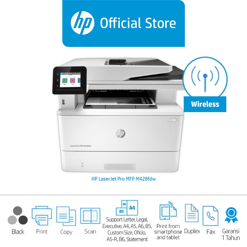 Jual HP LaserJet Pro MFP M428fdw Printer (W1A30A) / Mono / Print Scan ...