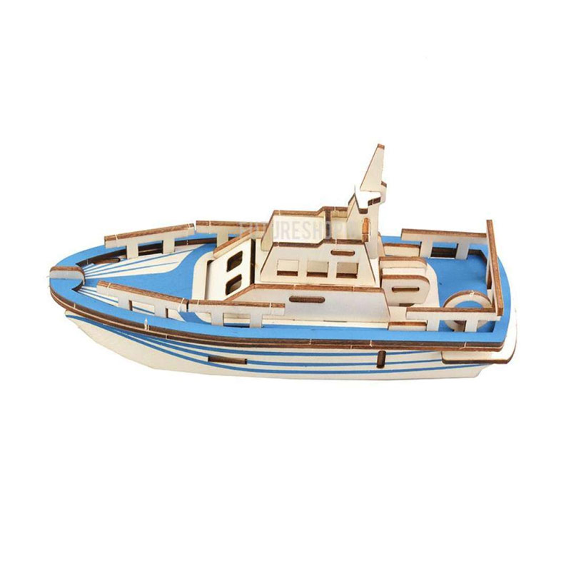 3D Wood Craft Model Speed Boat Wooden Puzzle Toy 