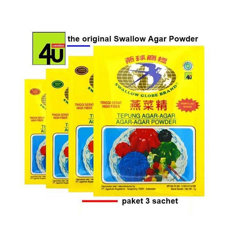 Jual Swallow Globe Brand Tepung Agar Agar Warna Clear Plain Paket 3 Sachet Murah Mei 2021 Blibli Jual Swallow Globe Brand Tepung Agar Agar Warna Clear Plain Paket 3 Sachet Murah Mei 2021 Blibli