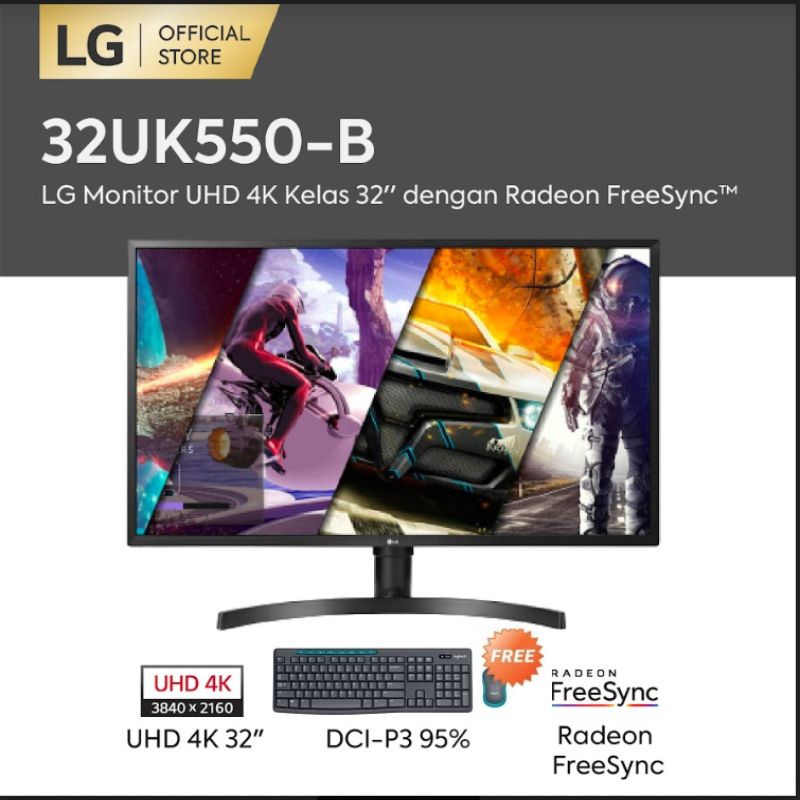 Jual LG 32UK550-B Monitor 32-Inch UHD 4K with Radeon FreeSync Free Logitech  MK275 di Seller Blibli.com - Kota Jakarta Barat, DKI Jakarta | Blibli