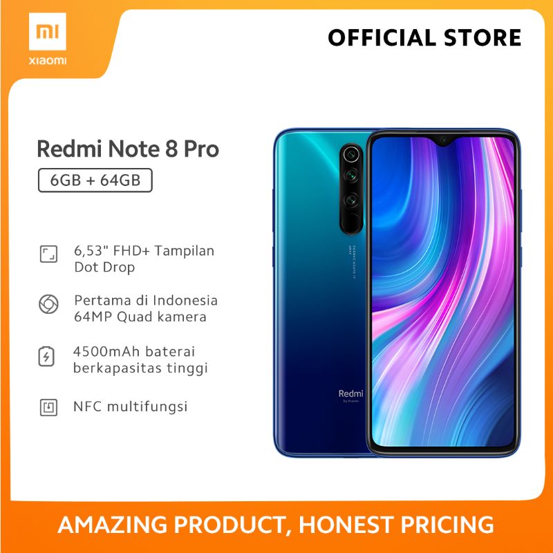 Jual Xiaomi Redmi Note 8 Pro Handphone - Ocean Blue [64 GB