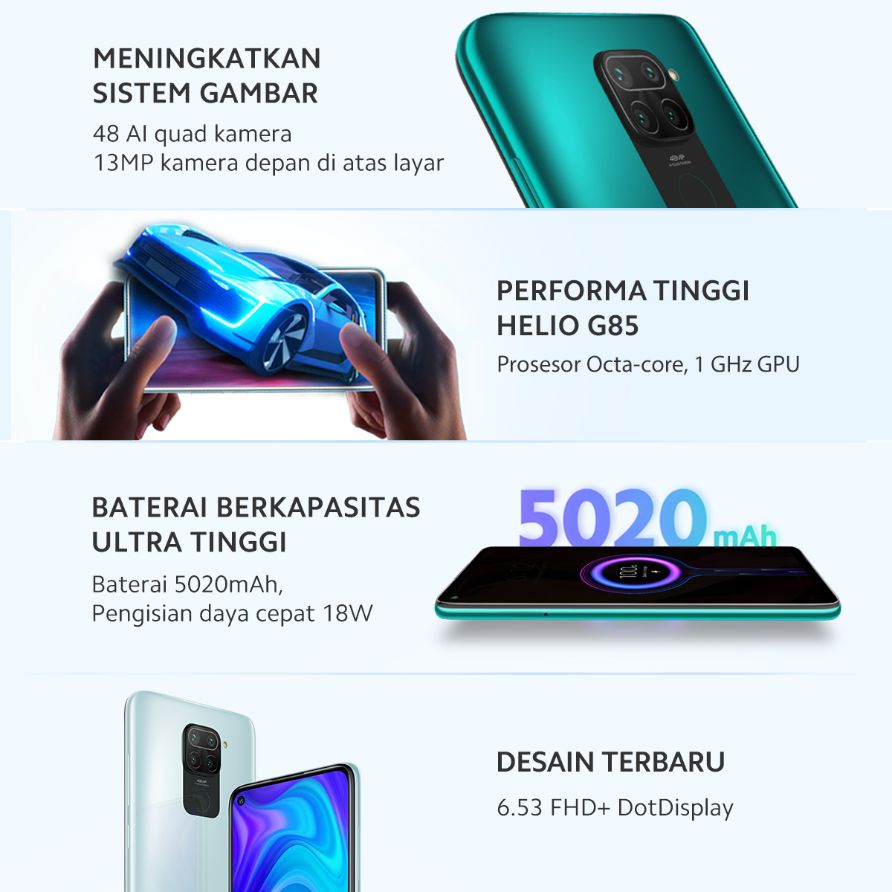 Jual Xiaomi Redmi Note 9 Smartphone [128 GB/6 GB/ O