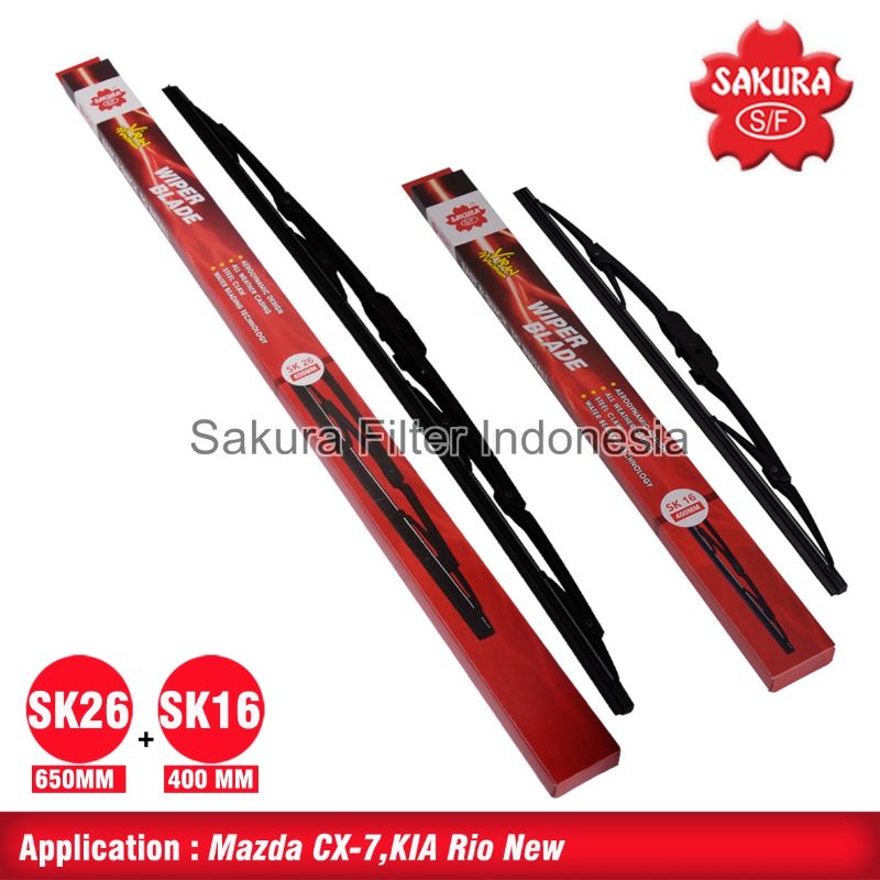 Promo Wiper Blade Honda Accord Euro R 2005 1 Set SK16 dan SK26 Diskon