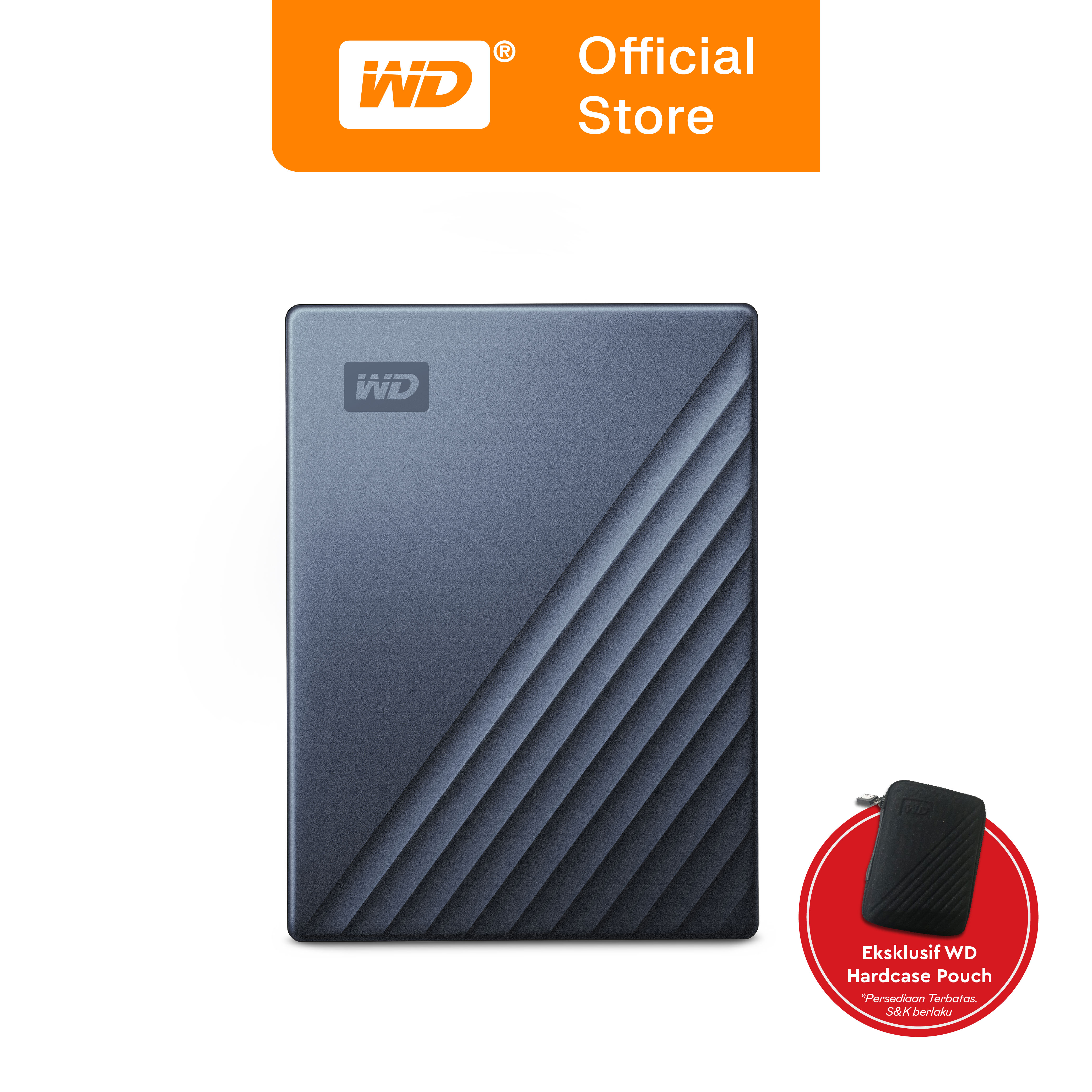 Western Digital WD My Passport Ultra 2TB Harddisk Eksternal USB-C dan USB  Blue Free Pouch