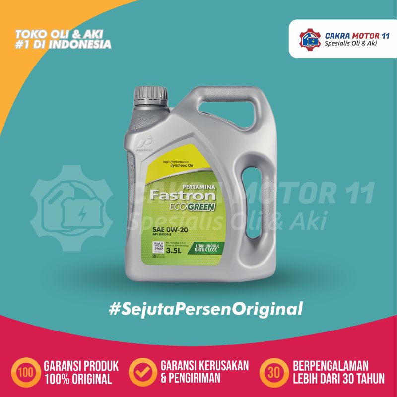 Jual Pertamina Fastron Eco Green SAE 0w20 [3,5 L] di Seller Cakra Motor