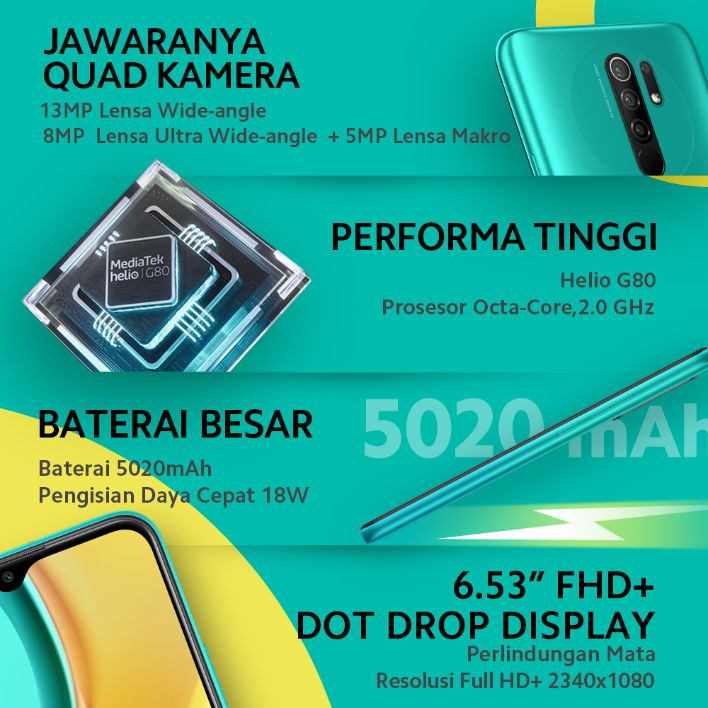 Jual Xiaomi Redmi 9 Smartphone [4 GB/ 64 GB/ O] Online