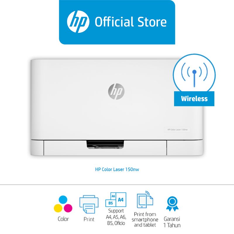 Jual Hp Color Laser 150nw Printer 4zb95a Color Print Wifi Online Desember 2020 Blibli