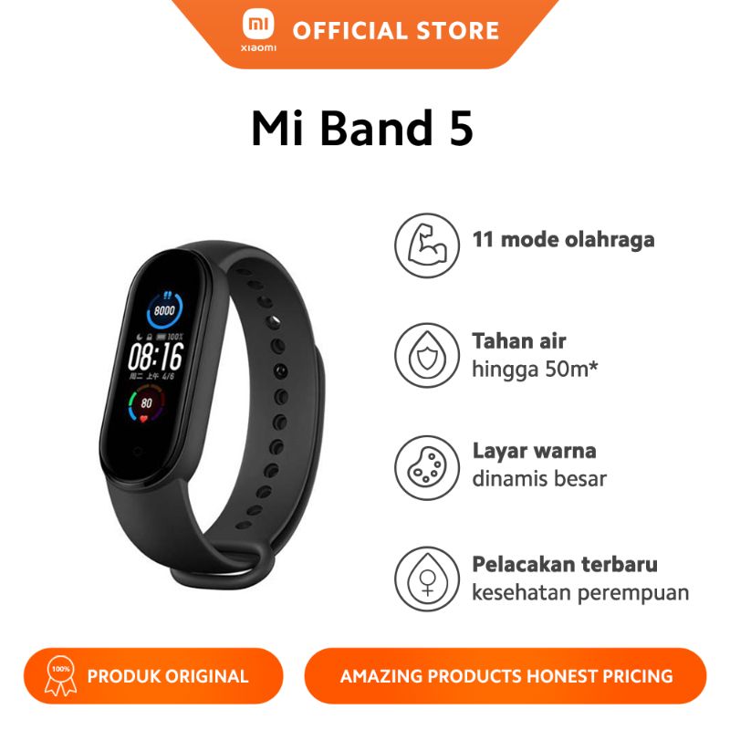 Jual Xiaomi Mi Band 5 Activity Trackers & Pedometers - Black [Official  Store] di Seller  - Gudang Blibli