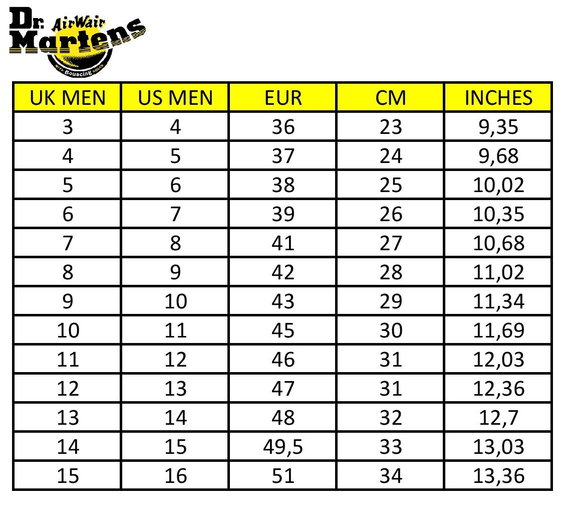 Dr martens cheap 1460 size chart