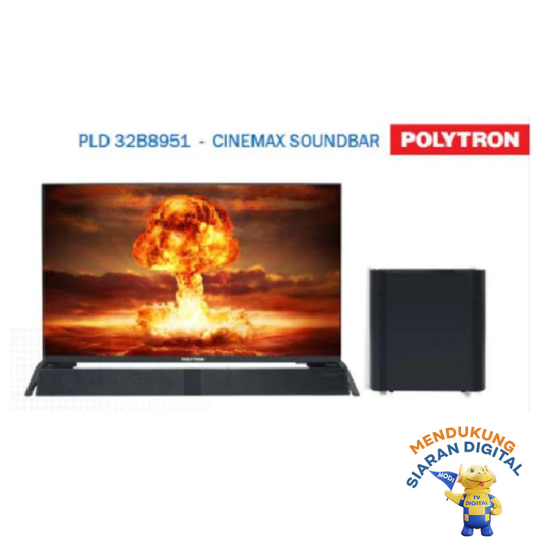Promo POLYTRON PLD32B8951 LED TV [32 inch] + Soundbar Hitam Seluruh