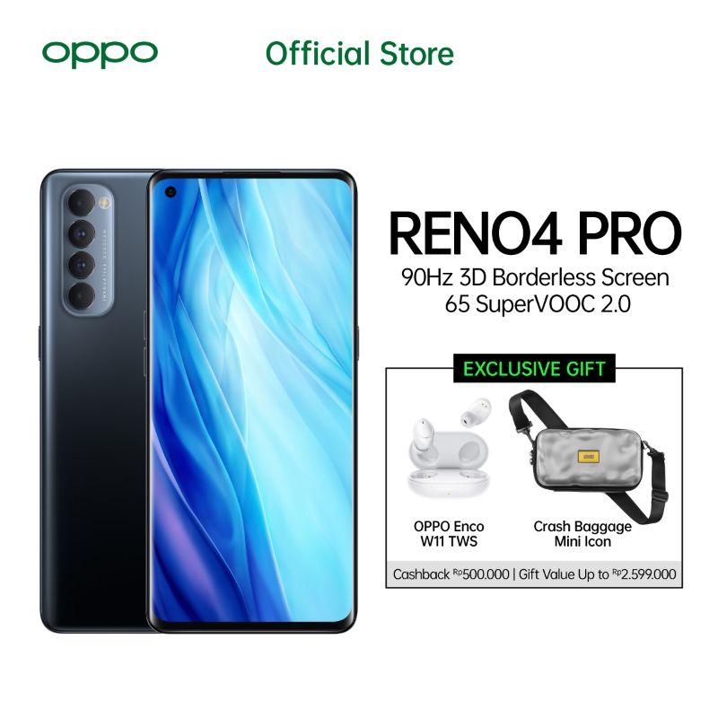 Jual Preorder - OPPO Reno4 Pro Smartphone [256GB/ 8GB] - Silky White di