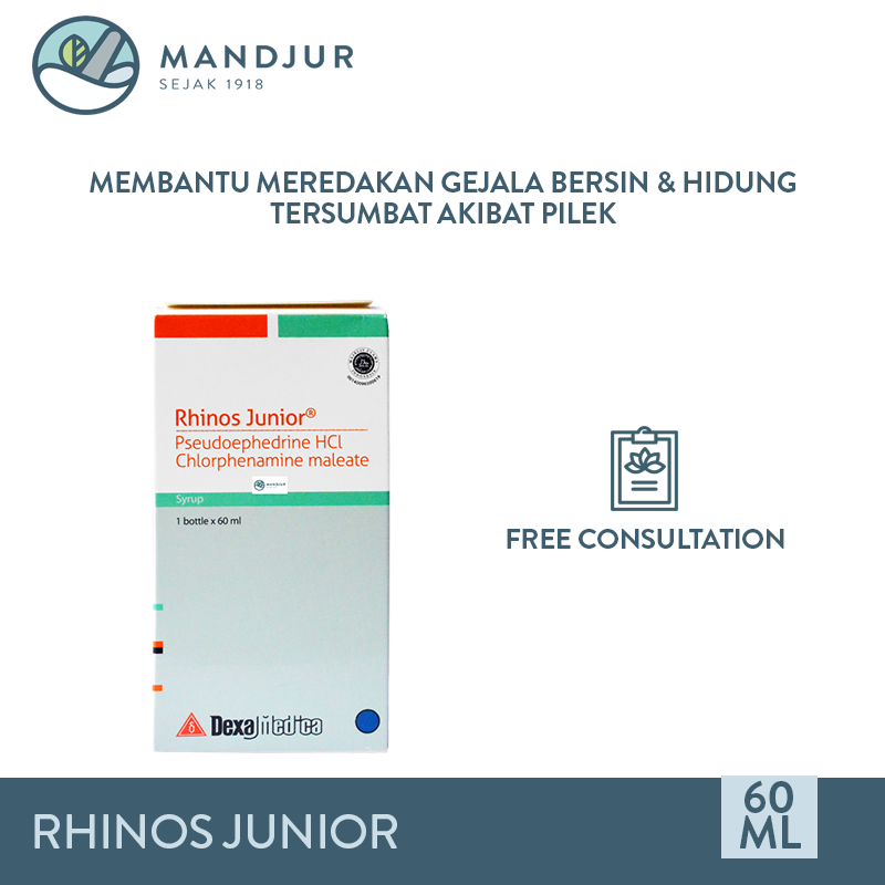 Jual Rhinos Junior Syrup 60 Ml Obat Flu, Pilek, Demam, Hidung
