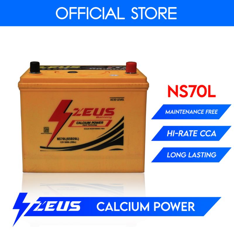 Jual Zeus NS70L (65D26L) Toyota Harrier / Prado Calcium Power Aki