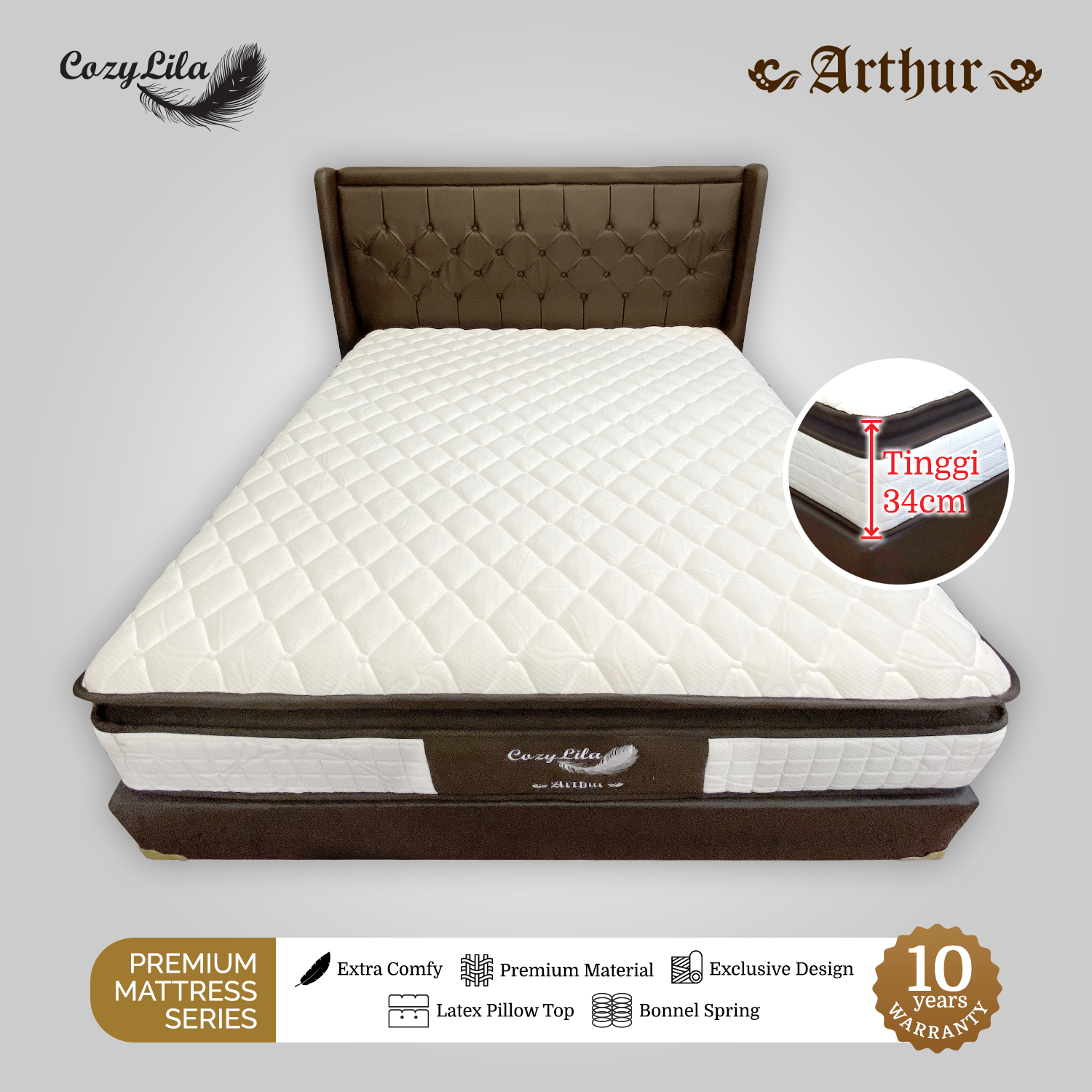 Cozylila Mattress Hb Divan Arthur Pillow Top Latex Spring Terbaru Agustus 2021 Harga Murah Kualitas Terjamin Blibli
