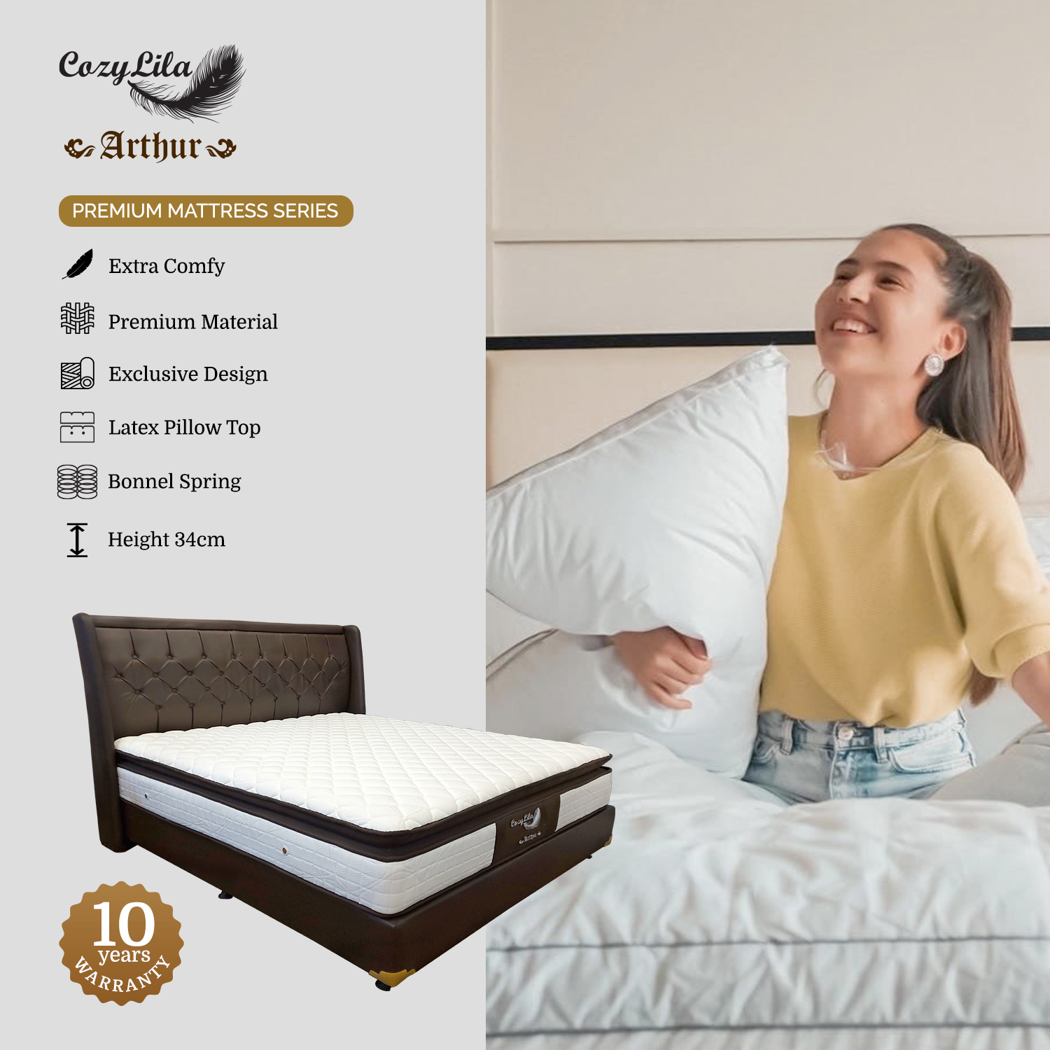 Cozylila Mattress Hb Divan Arthur Pillow Top Latex Spring Terbaru Agustus 2021 Harga Murah Kualitas Terjamin Blibli