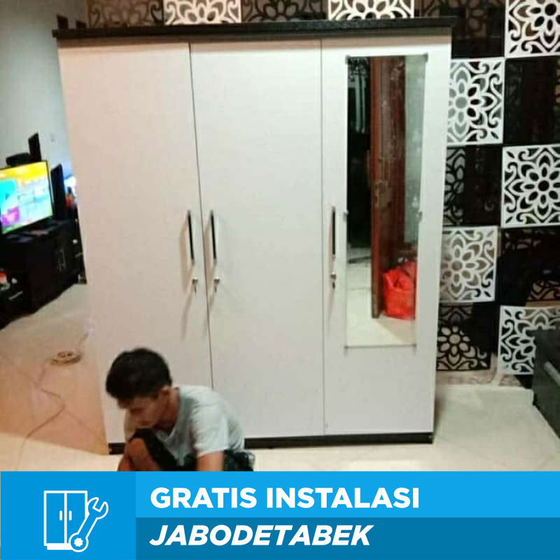 Jual Lemari Pakaian Rak Baju Gantungan Gamis 3 Pintu Putih Murah Juni 2021 Blibli