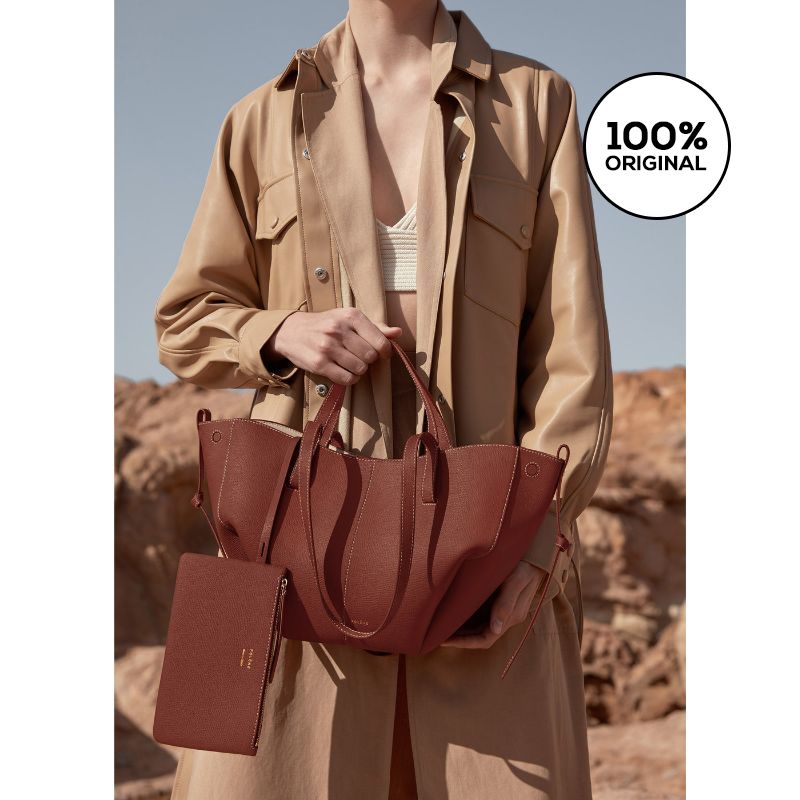 Bags | Authentic Polene Cyme Mini Leather Tote Bag In Cognac Color