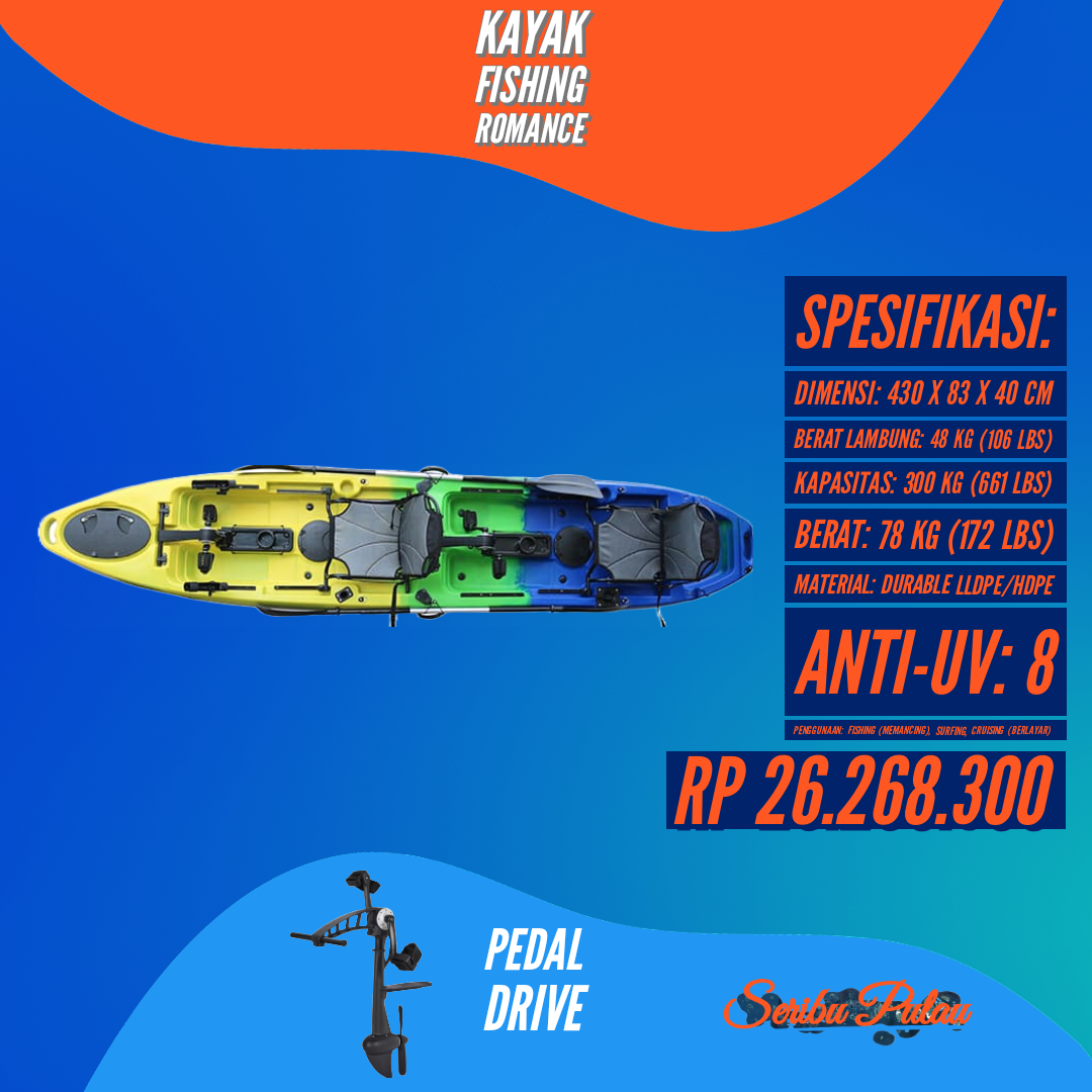 Jual Kayak Fishing Pedal Drive Propeller Double Seat Romance di