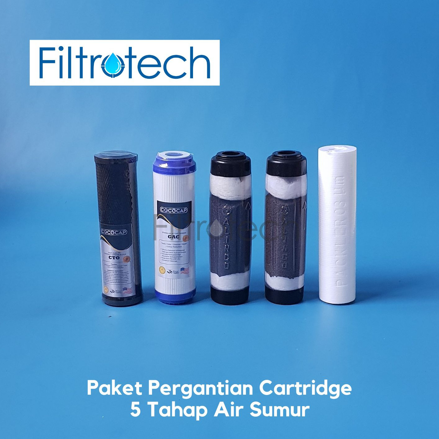 Jual Paket Catridge Filter Catridge Air Sumur Besi Tinggi 5 Tahap di