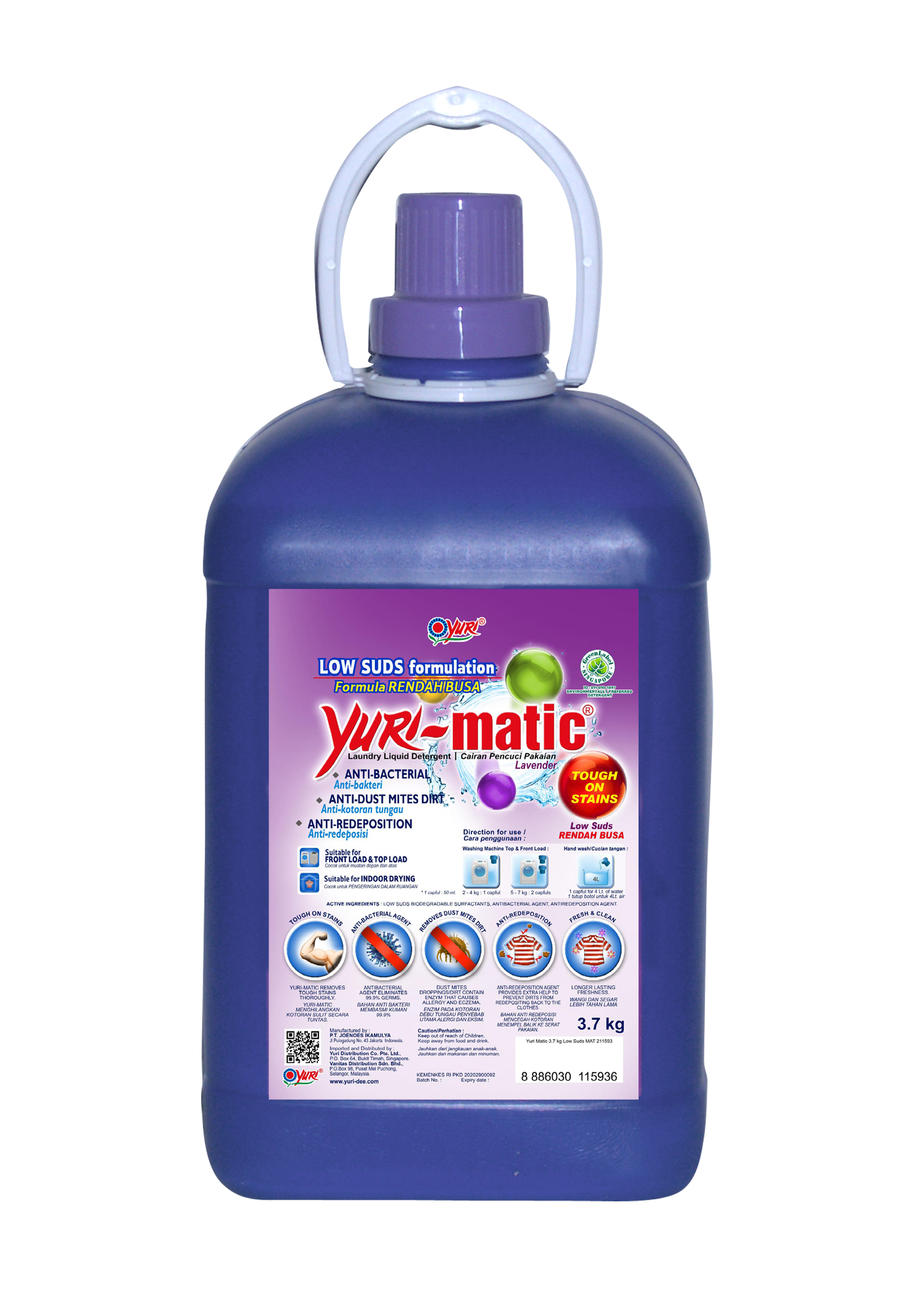 Promo Yuri Matic Low Suds Laundry Liquid Detergent Anti Bacterial