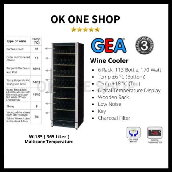 Jual GEA W185 Wine Cooler Multi Zone Temp [JADETABEK Only] di Seller Ok