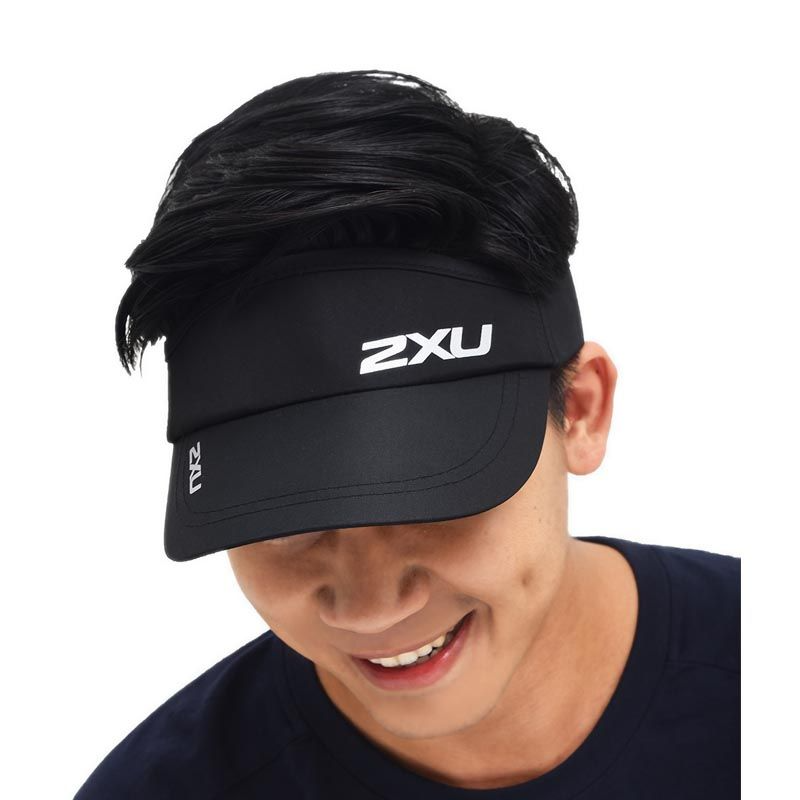 Promo 2XU Unisex Running Visor Cap Run Topi Lari [2XUUQ5686FBK