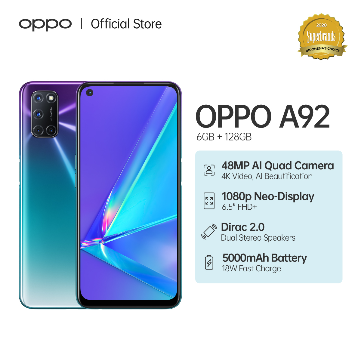âˆš Oppo A92 Smartphone [128gb/ 6gb] - Official Store