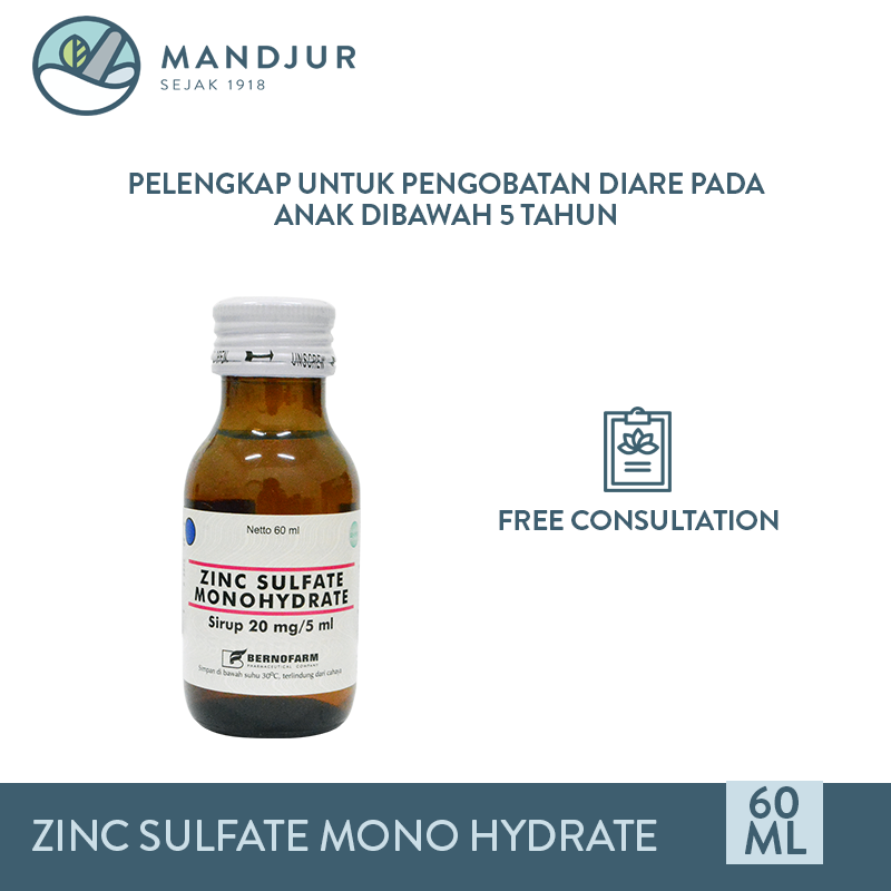 Jual Zinc Sulfate 20 mg/5 mL Sirup 60 mL Pelengkap Pengobatan Diare