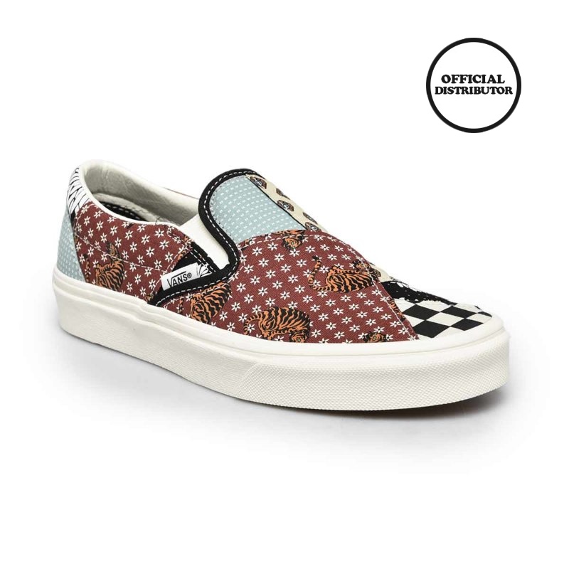 vans slip on tiger check