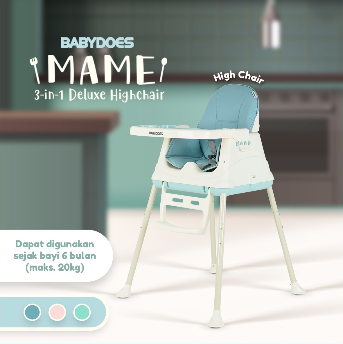 Babydoes Ch Sn 01505 Mame 3 In 1 Deluxe High Chair Wheels Kursi Makan Bayi Terbaru Agustus 2021 Harga Murah Kualitas Terjamin Blibli