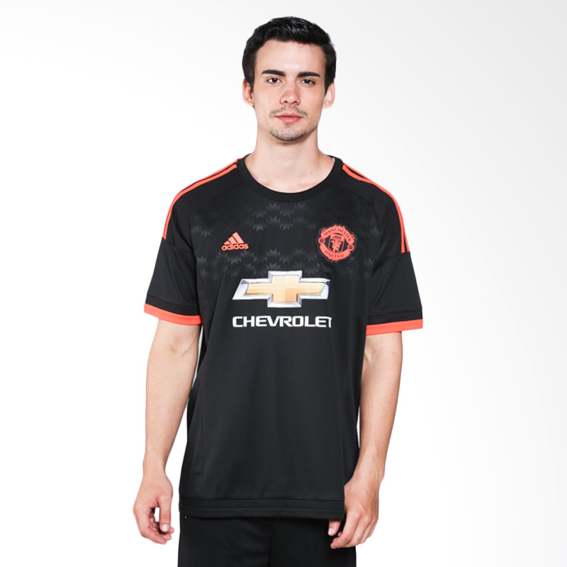 New Adidas Manchester United 2016 3rd Soccer Jersey Shirt S Black-Orange  AC1445