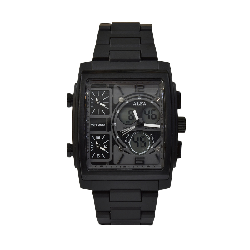 Jual (Alfa AD2-880054BLK Jam Tangan Pria 4 Time - Hitam 