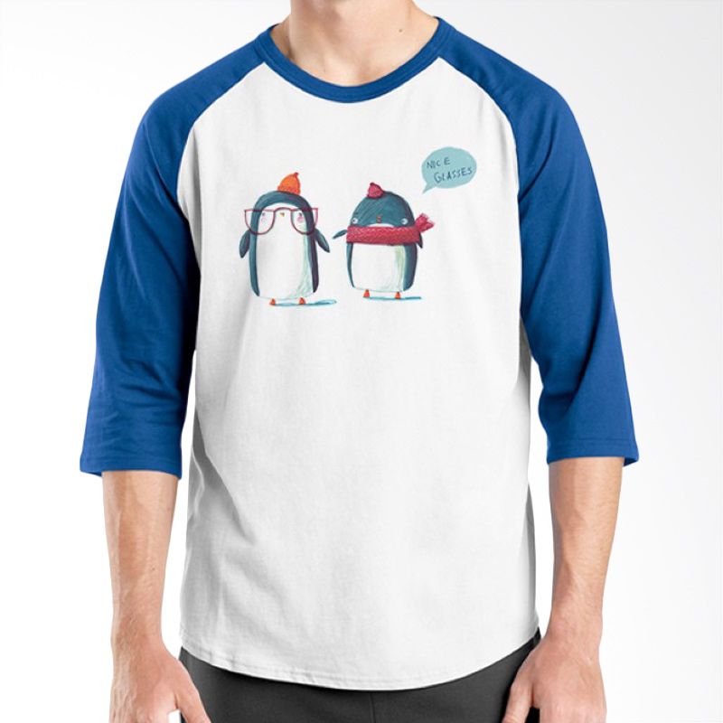 jual ordinal animal character 04 raglan biru putih t shirt jual ordinal animal character 04 raglan biru putih t shirt